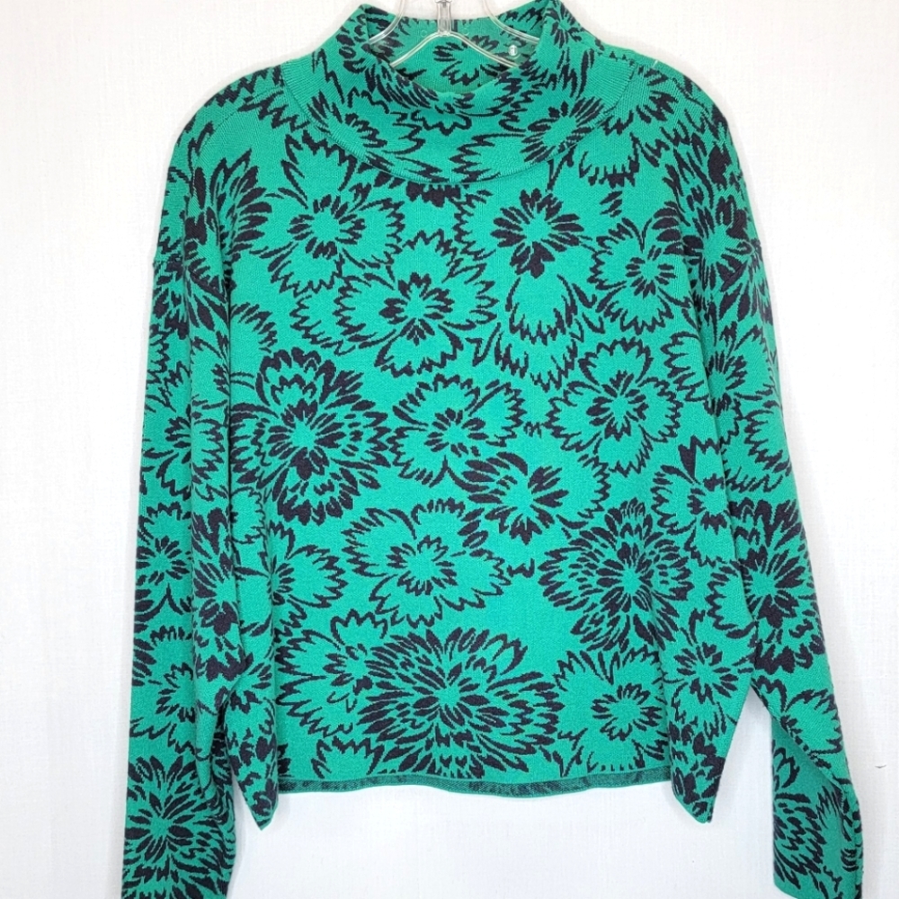 Maeve Green and Black Floral Sweater - Picture 1 of 9